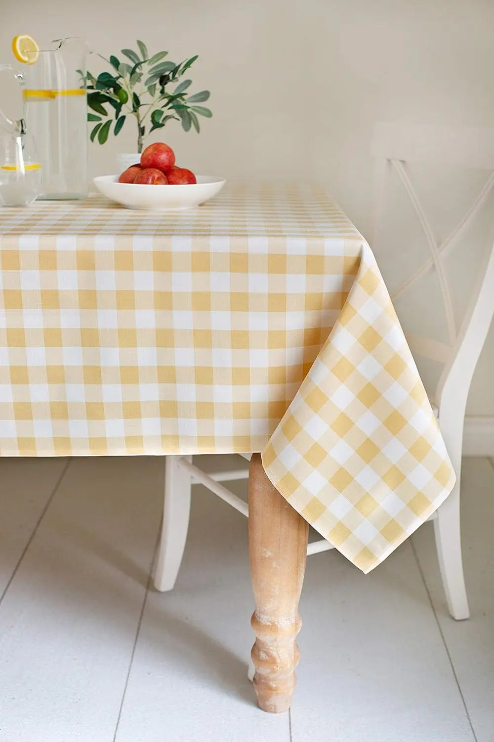 Nappe Rectangulaire à Carreaux Blanc et Jaune – Ambiance Champêtre et Soleil sur Votre Table