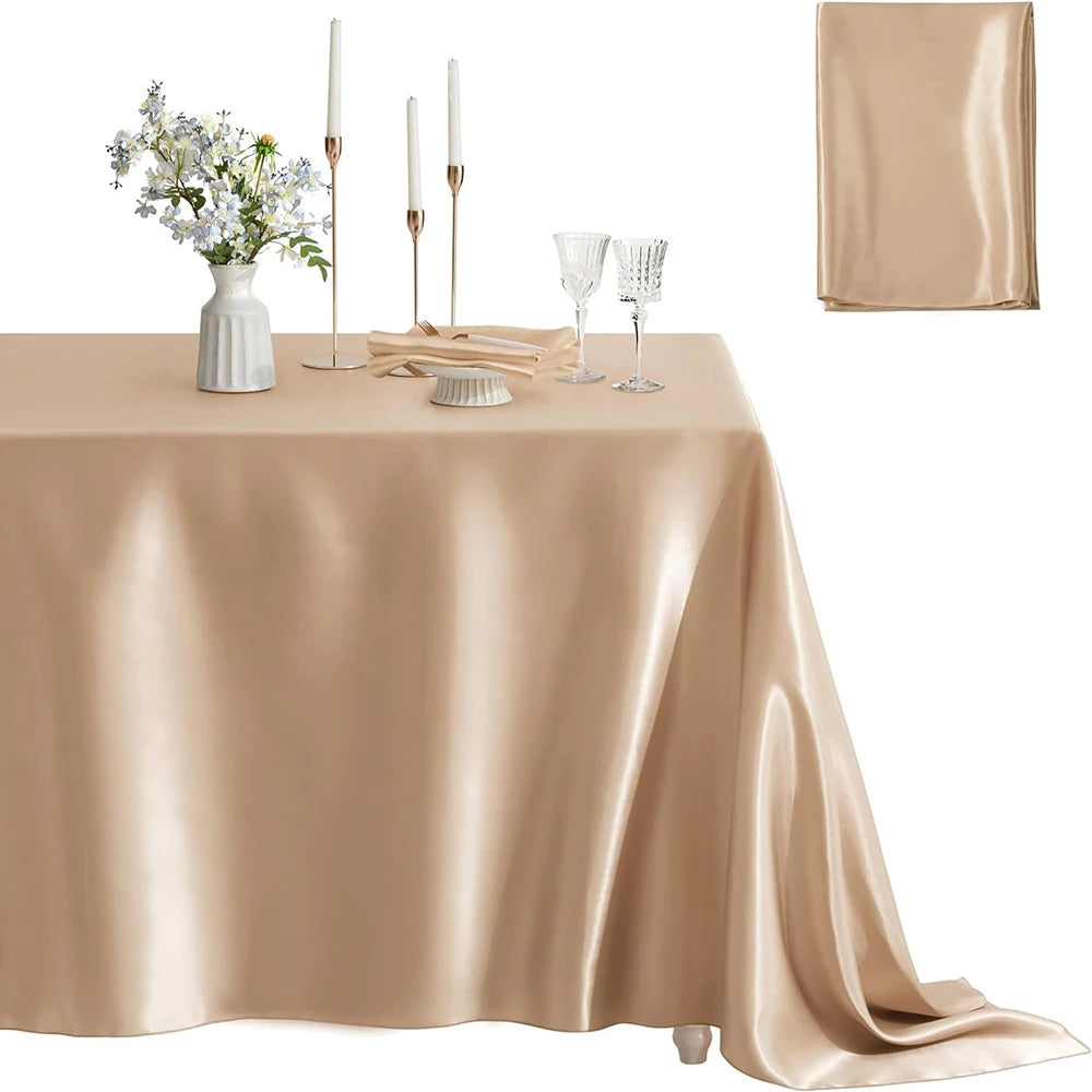 Nappe Rectangulaire en Satin – Élégance Brillante pour Mariages, Réceptions et Décoration de Table