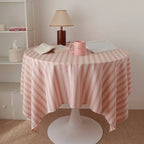 Nappe Ronde Rayée Rose Rétro – Douceur Vintage et Ambiance Cozy au Quotidien