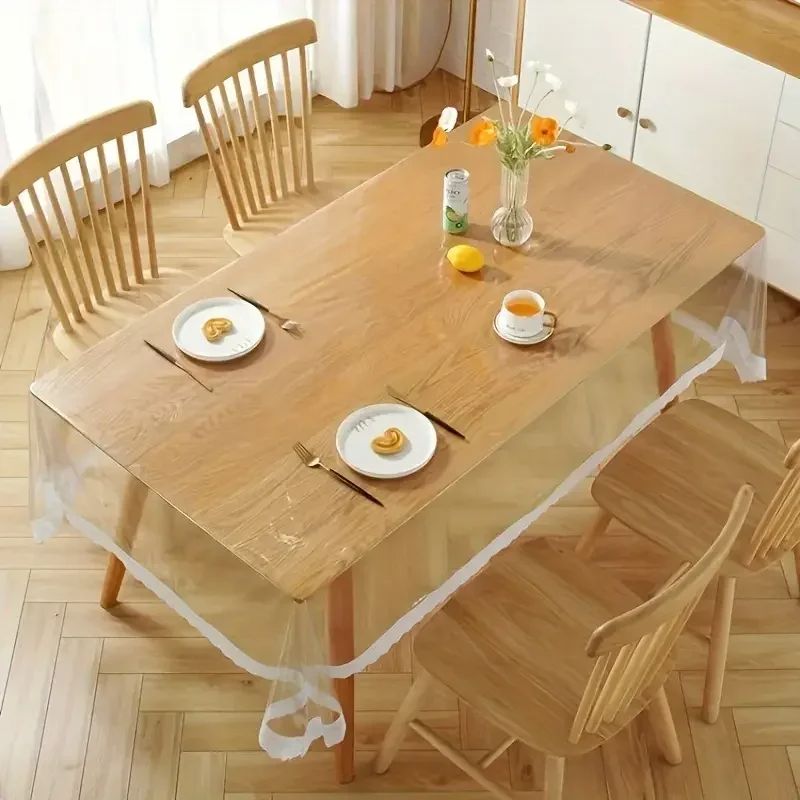 Nappe Transparente Imperméable avec Bordure Dentelle