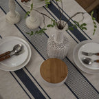 Nappe Rectangulaire Coton & Lin à Rayures Bleues – Esprit Maison Française Authentique