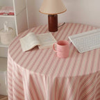Nappe Ronde Rayée Rose Rétro – Douceur Vintage et Ambiance Cozy au Quotidien