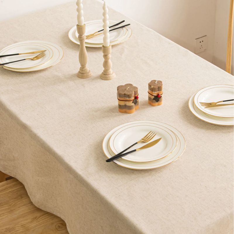 Nappe Unie en Coton Beige – Simplicité Élégante pour une Table Naturelle
