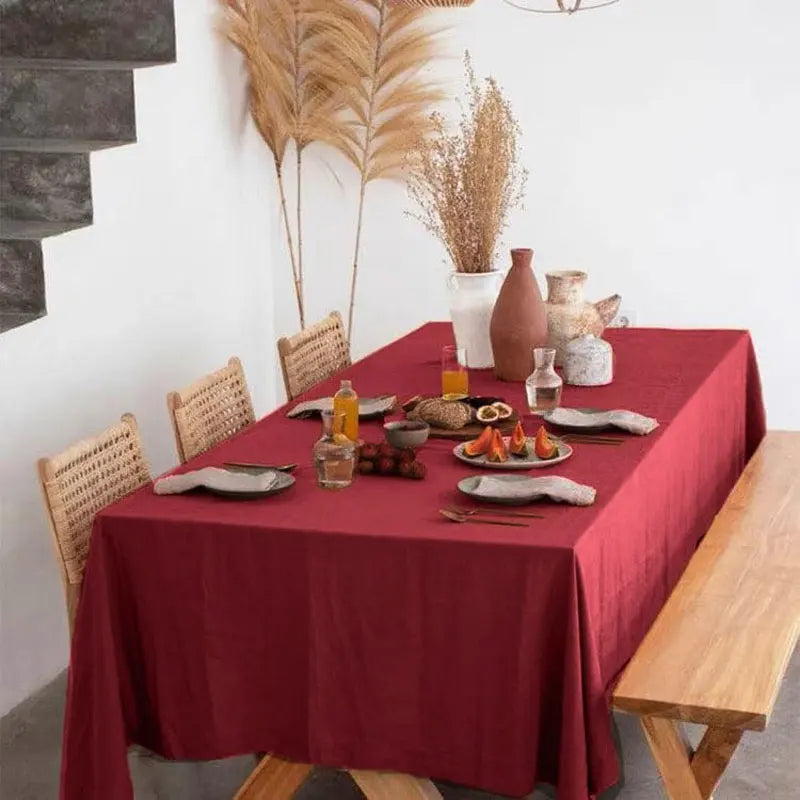 Nappe Rectangulaire en Coton Bordeaux – Ambiance Chaleureuse et Raffinée pour Vos Repas