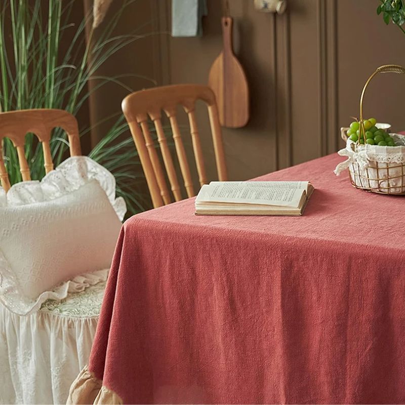 Nappe Rouge Brique à Volants – Style Champêtre Chic