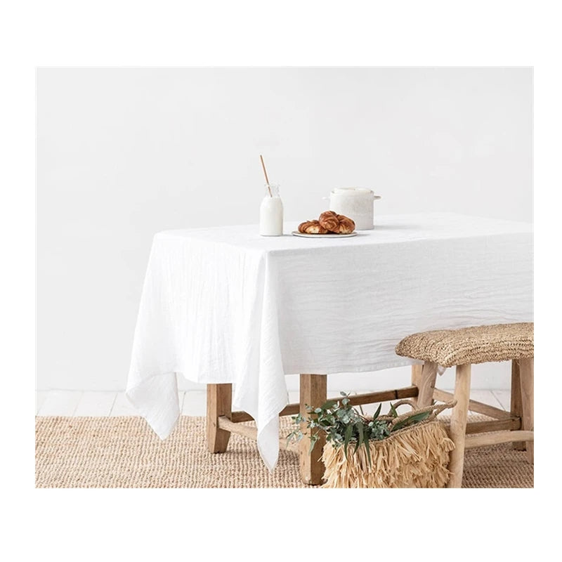 Nappe Rectangulaire en Lin Blanc – Élégance Pure et Intemporelle pour une Table Apaisante