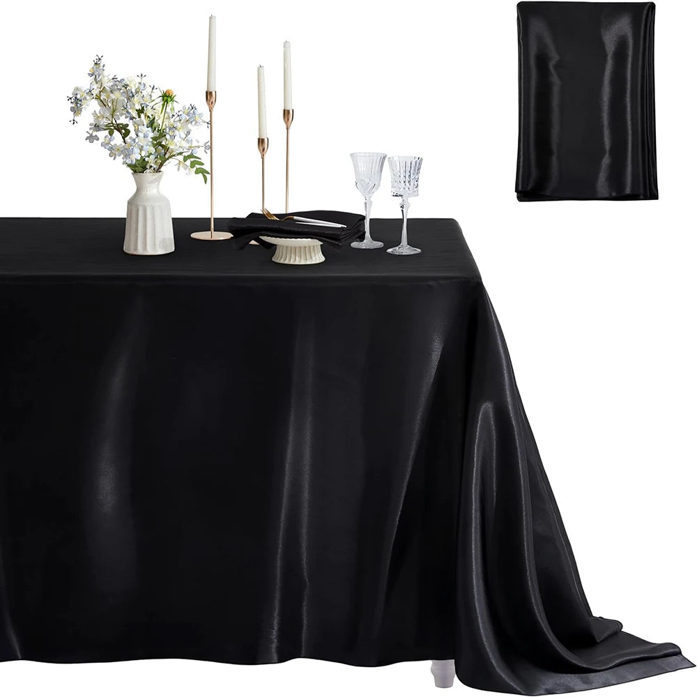 Nappe Rectangulaire en Satin – Élégance Brillante pour Mariages, Réceptions et Décoration de Table