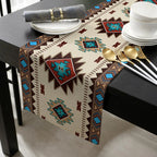 Chemin de Table en Lin avec Motif Amérindien