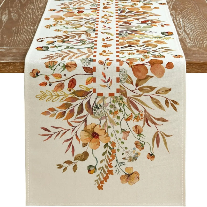 Chemin de Table en Lin Motif Automnal et Charmant