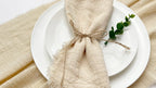 Lot de 10 Serviettes de Table Beiges et Effilochées