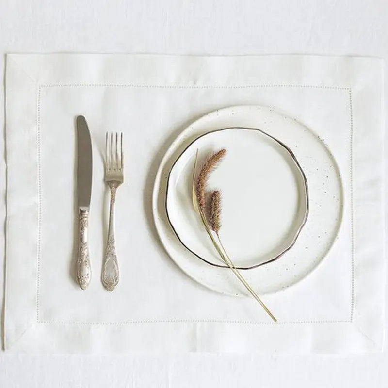 Lot de 12 Serviettes de Table Rectangulaires en Coton