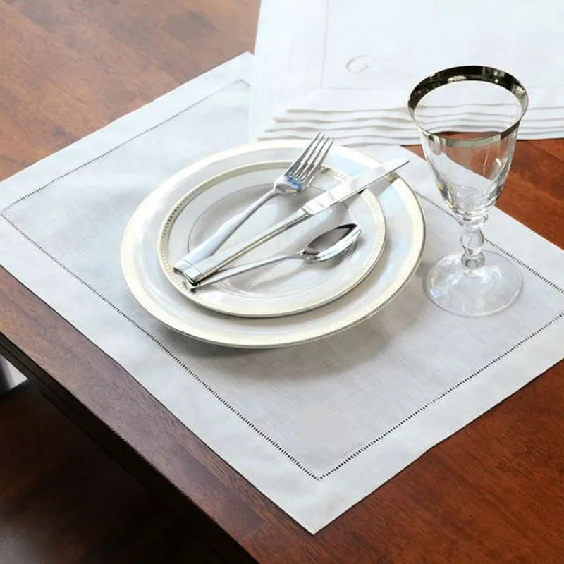 Lot de 12 Serviettes de Table Rectangulaires en Coton