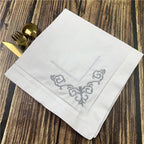 Lot de 12 Serviettes de Table Rétros et Brodées