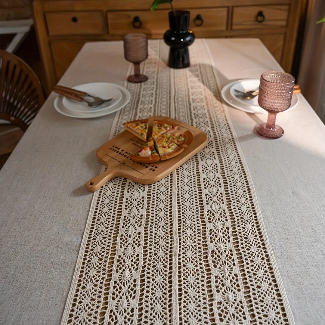 Nappe Beige au Style Bohème en Lin