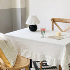 Nappe Blanche au Style Vintage en Coton