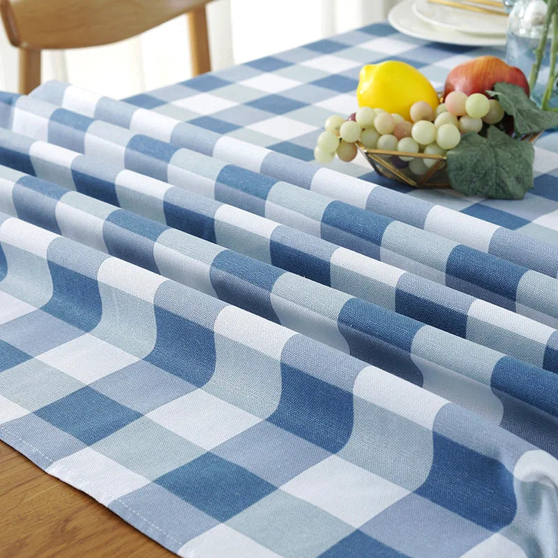 Nappe Bleu Rectangulaire Design à Carreaux