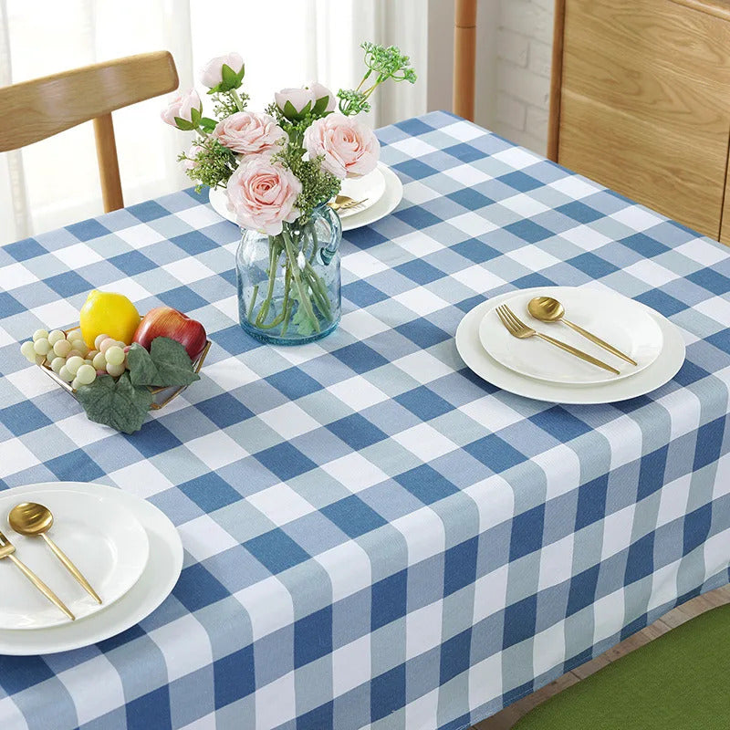 Nappe Bleu Rectangulaire Design à Carreaux