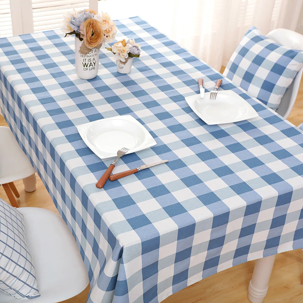 Nappe Bleu Rectangulaire Design à Carreaux
