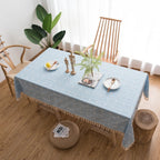 Nappe Bleu Rectangulaire avec Motif à Carreaux