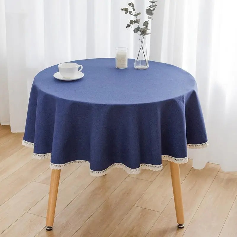Nappe Bleu Ronde Décorative et Tendance en Dentelle
