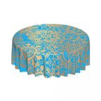 Nappe Bleu Ronde Résistante avec Motif Mandala