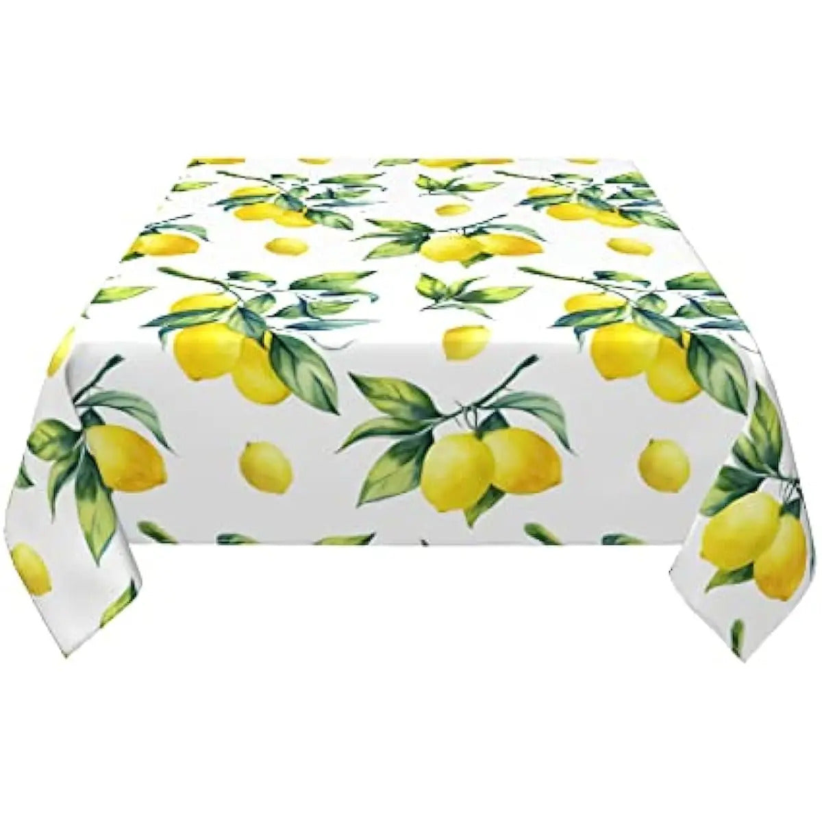 Nappe Carree Blanche avec Motif de Citrons Jaunes