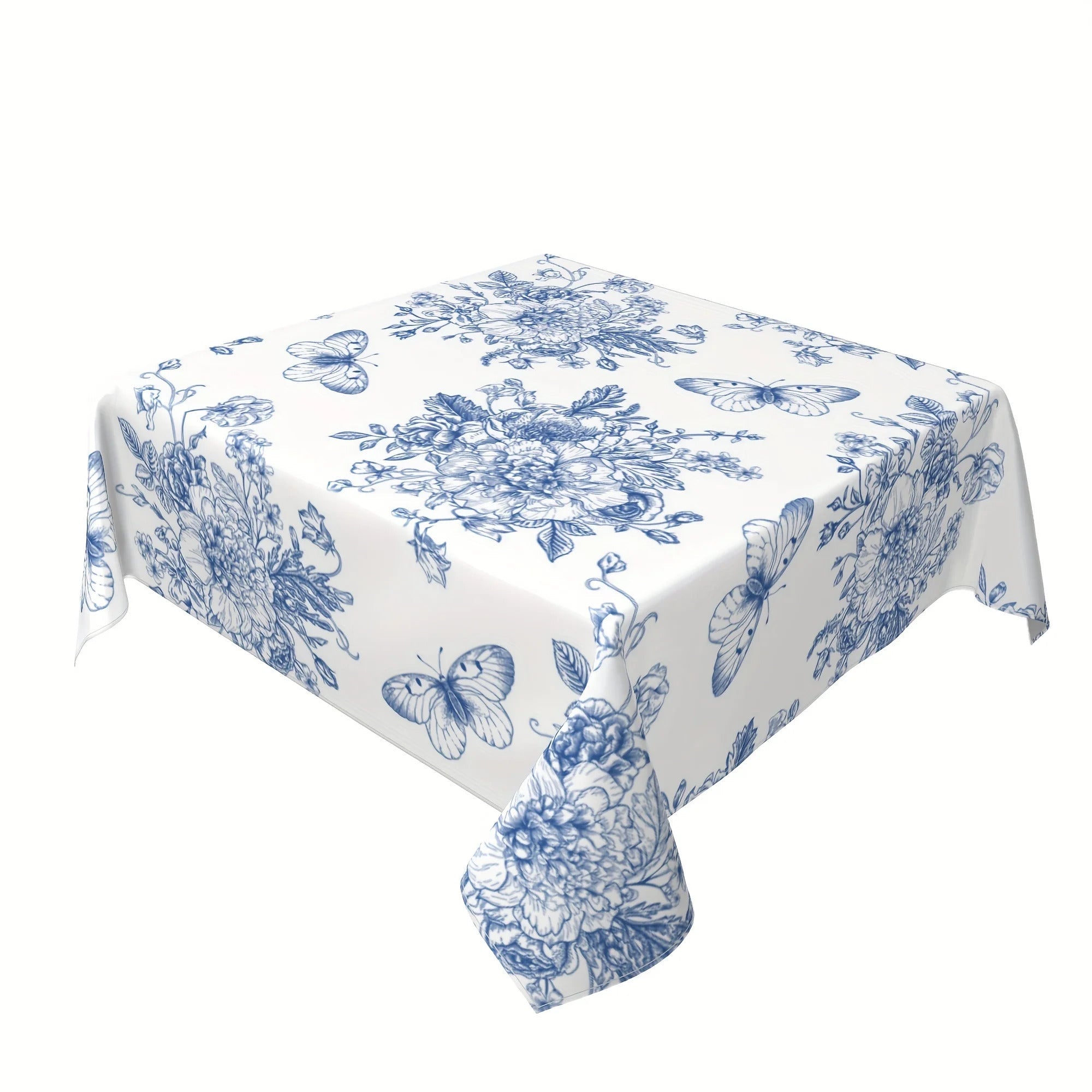 Nappe Carrée Blanche avec Motif Papillon et Floral