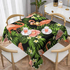 Nappe Carree Motif Palmier et Flamant Rose