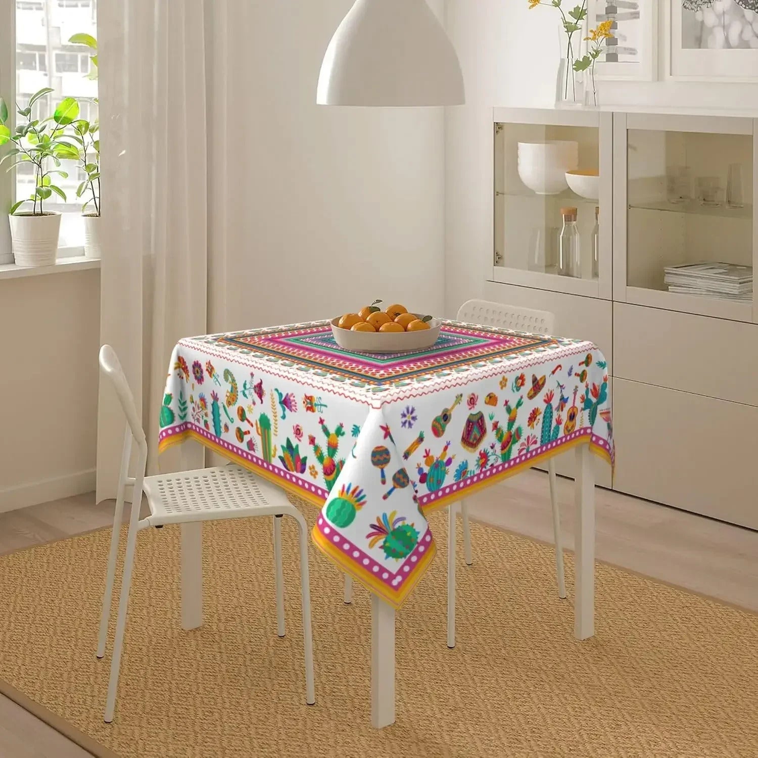 Nappe Carrée Multicolore à Motif Mexicain