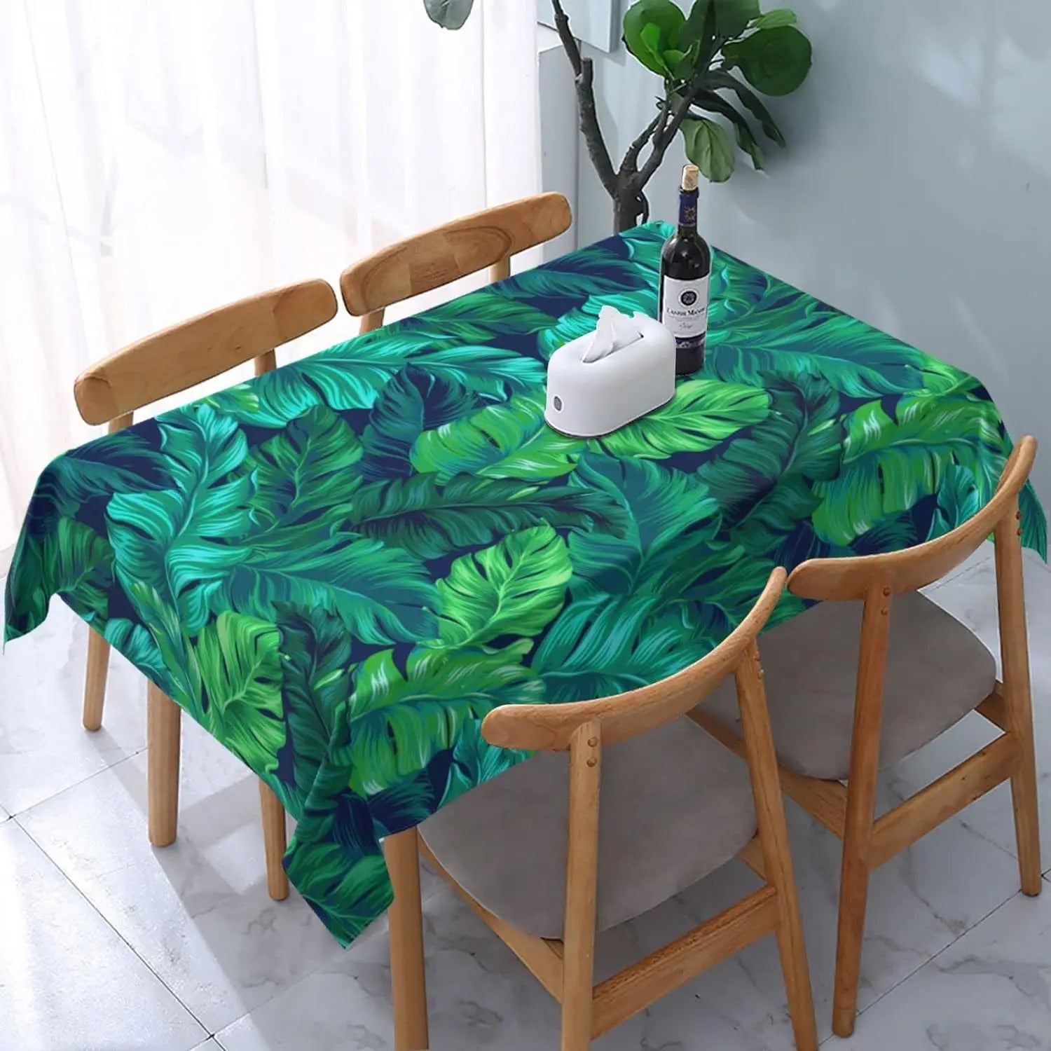 Nappe Ciree Rectangulaire avec Motifs de Feuilles