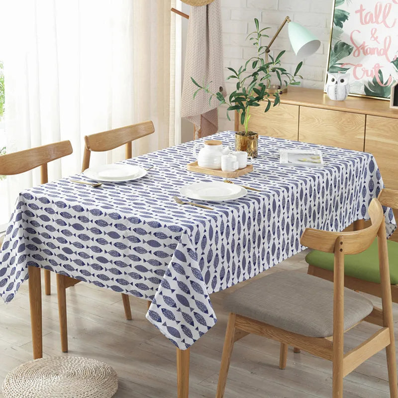Nappe en Lin Classe Imprimé Poisson