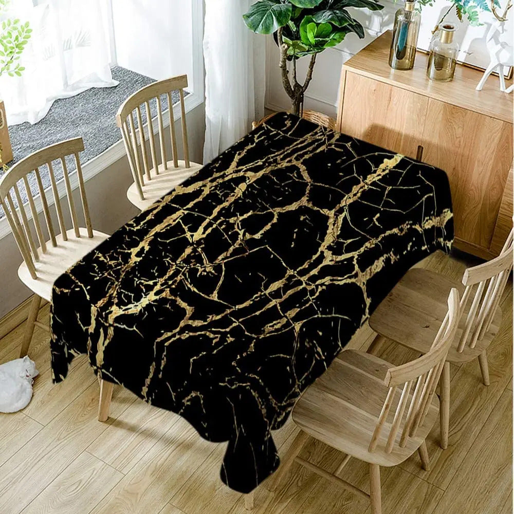 Nappe Noire Rectangulaire Design Effet Marbre