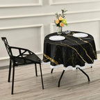 Nappe Noire et Ronde avec Effet Marbré Luxueux
