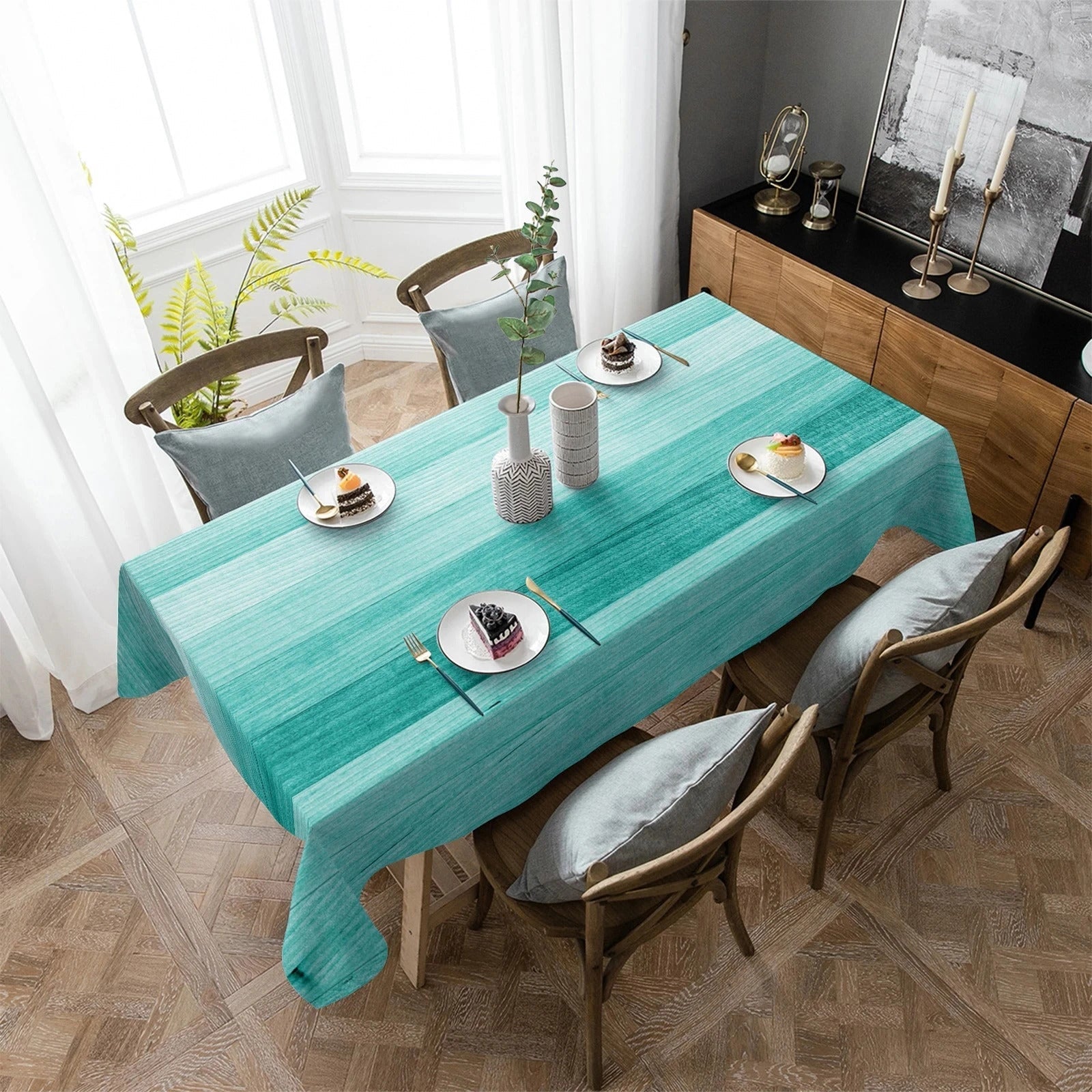 Nappe en Plastique Rectangulaire Bleue Turquoise