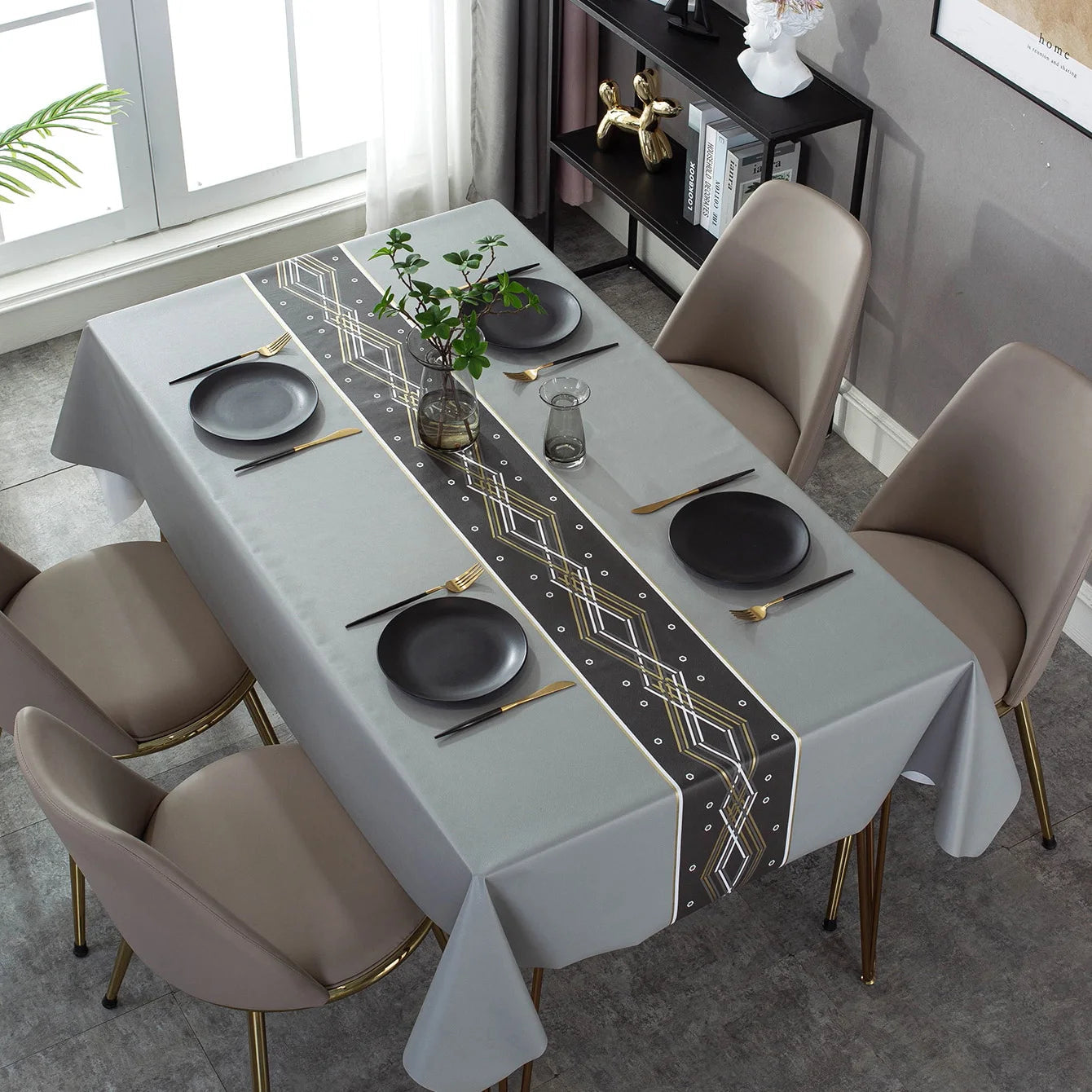 Nappe de Table Grise et Moderne en Toile Cirée