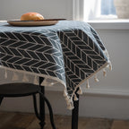 Nappe de Table Grise et Ronde à Motifs Géométriques