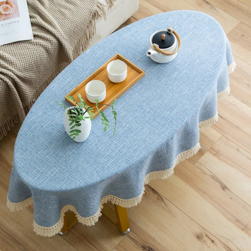 Nappe Table Ovale Bleue Discrète et Tendance