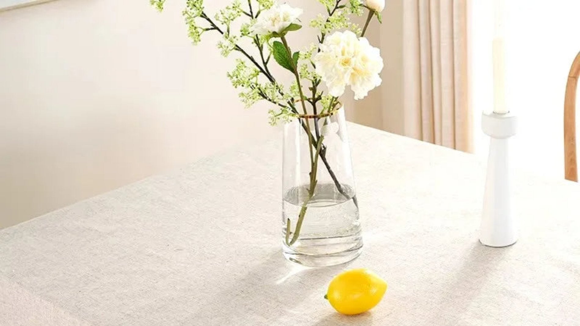 Nappe de Table Rectangulaire Blanche en Lin
