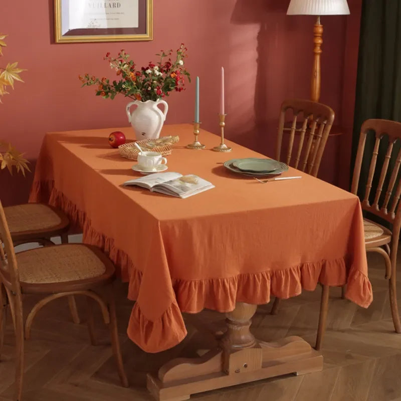 Nappe de Table Rectangulaire Orange en Coton