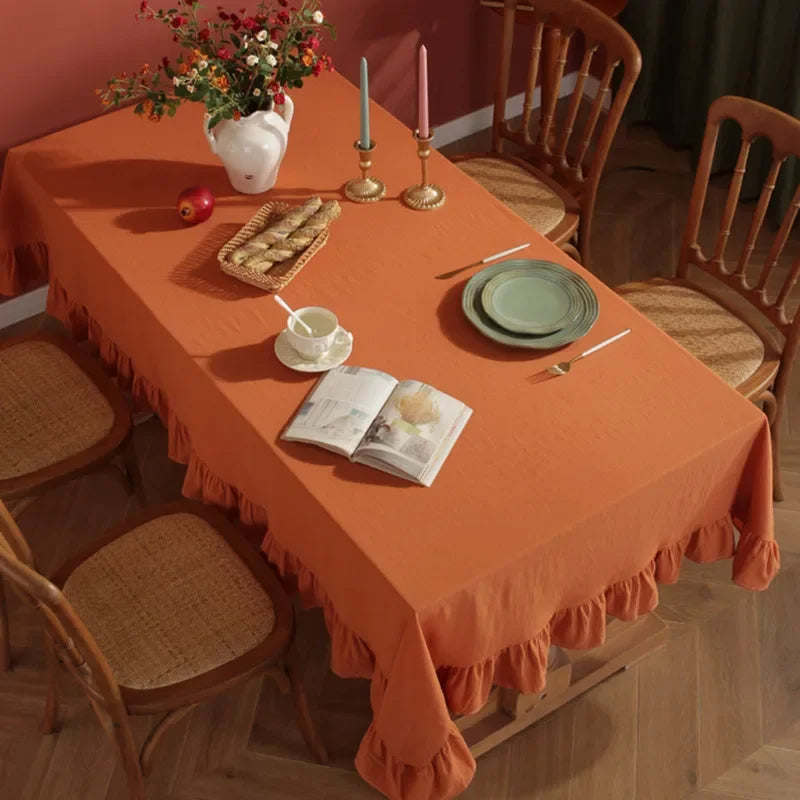 Nappe de Table Rectangulaire Orange en Coton