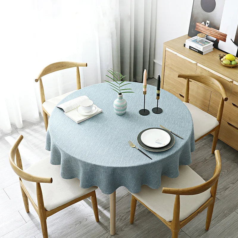 Nappe de Table Ronde Bleue et Artisanale