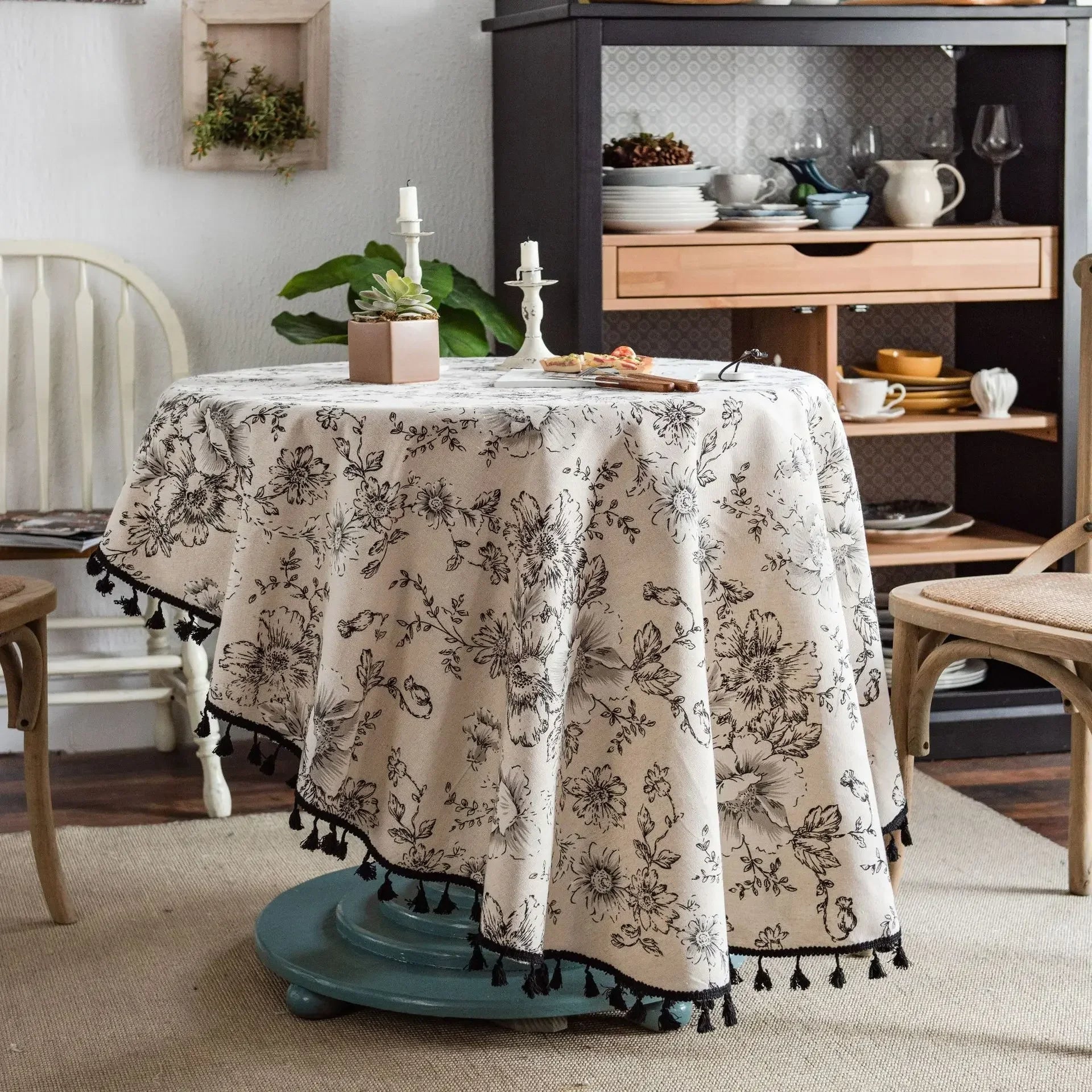 Nappe de Table Ronde à Motif Floral