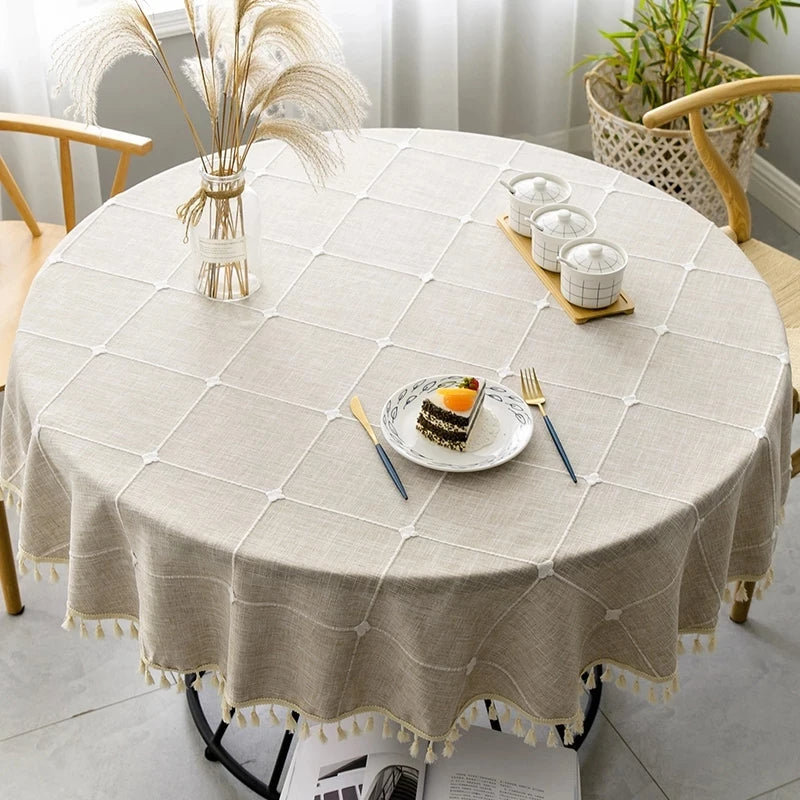 Nappe de Table Ronde et Rétro à Carreaux