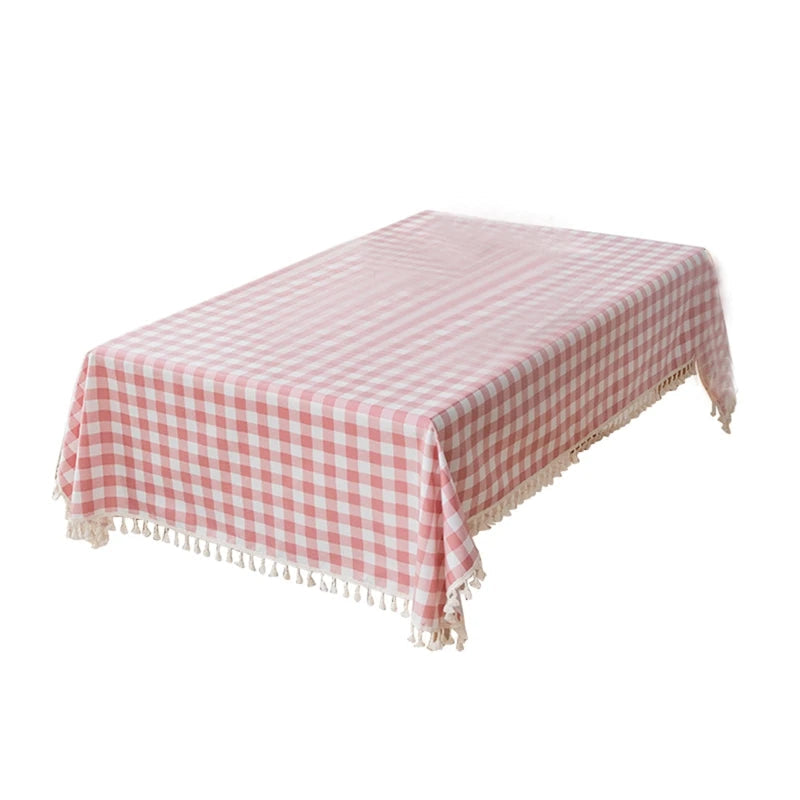 Nappe Table Rose et Rétro avec Motifs à Carreaux