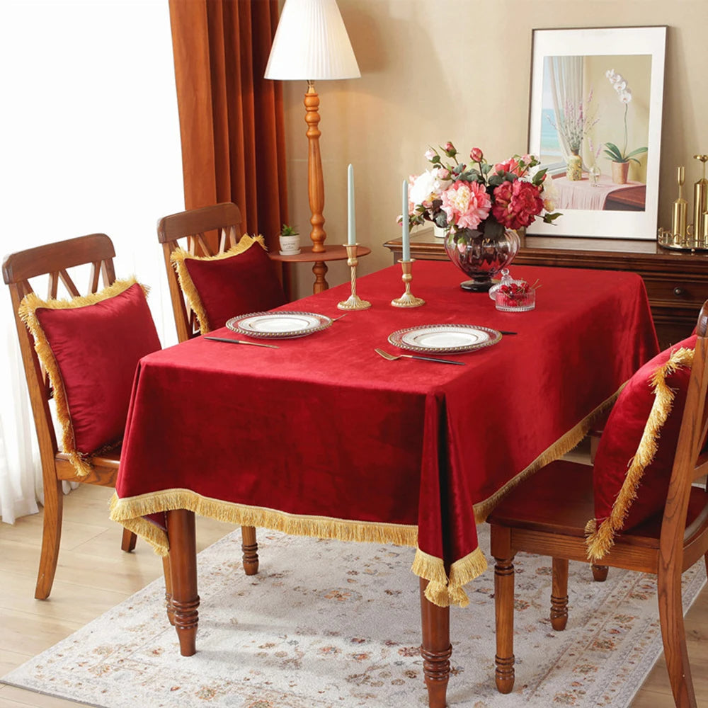 Nappe de Table Rouge et Luxueuse en Velours