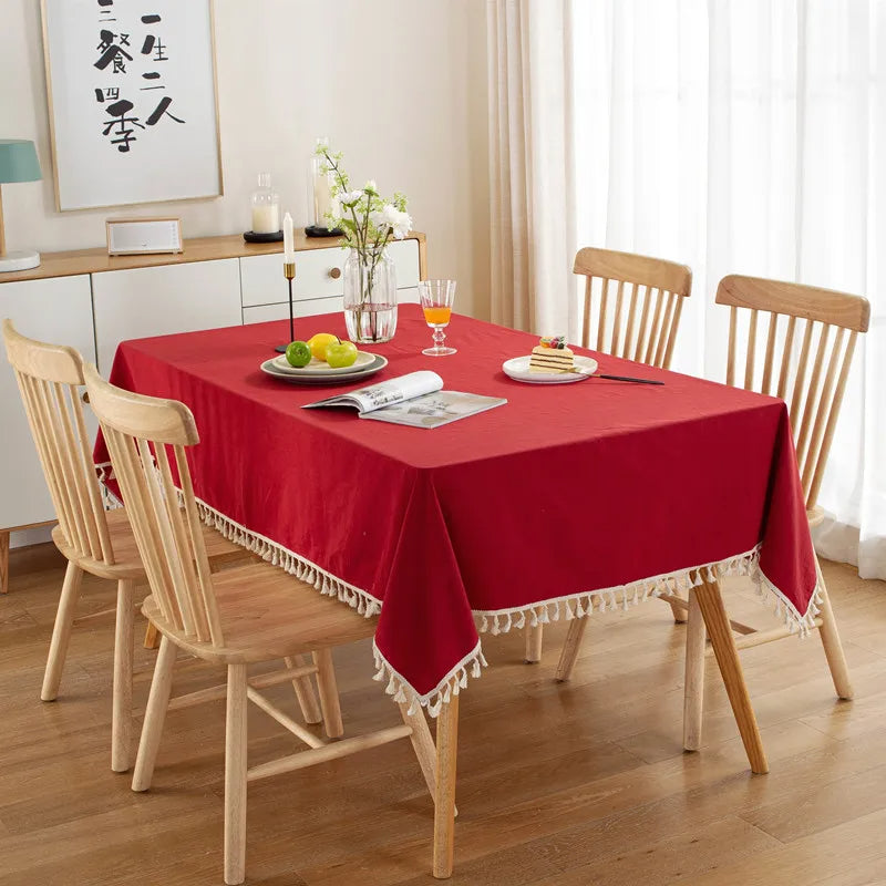 Nappe Table Rouge et Rectangulaire en Coton