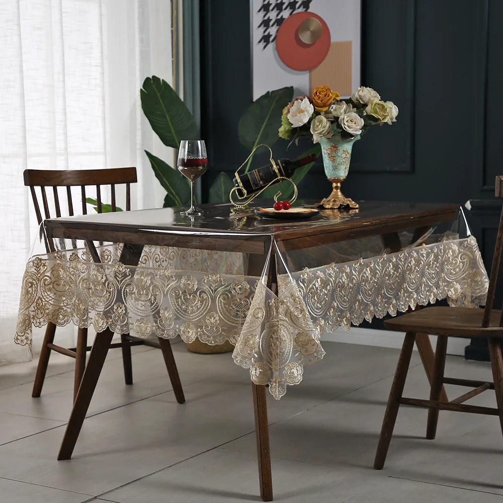 Nappe de Table Transparente avec Dentelle