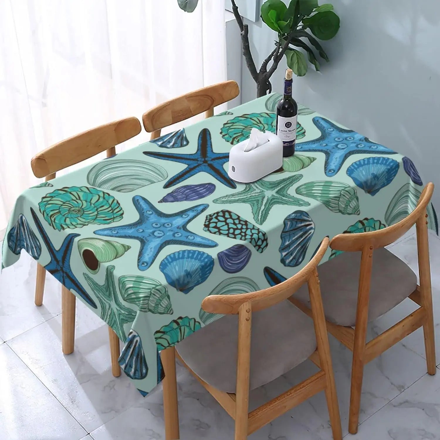 Nappe en Toile Cirée Rectangulaire Motif Coquillage