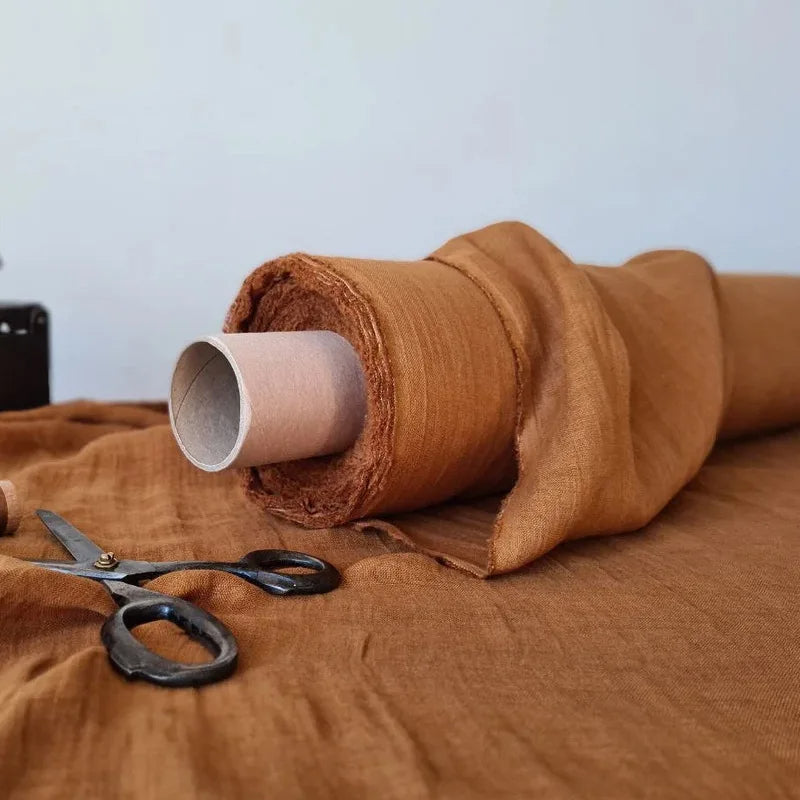 Nappe Rectangulaire en Lin Terracotta – Chaleur Naturelle et Ambiance Méditerranéenne à Table