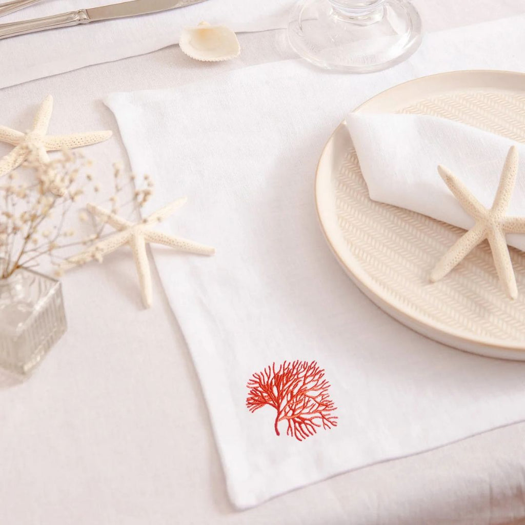 Serviette de Table avec Corail Brodé